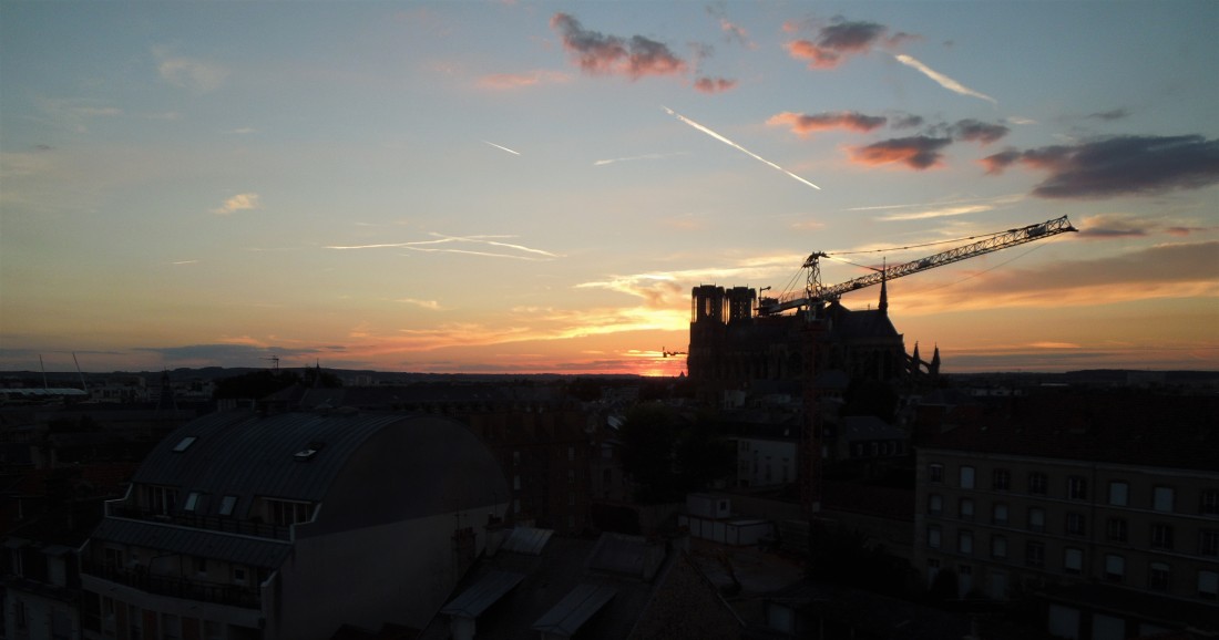 Silhouette of Reims Cathedral at sunset [Copyright 2018: A. Matthews]